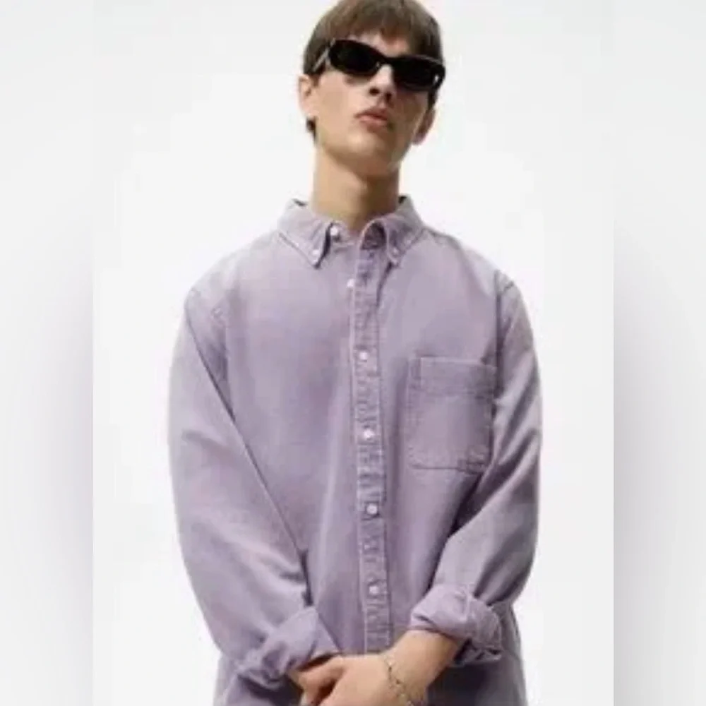 Zara Men's Purple Denim Shirt - Picture 2 of 9